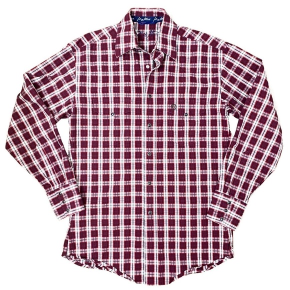 GEORGE STRAIT Wrangler Western snap blue button down shirt Mens size S - Picture 6 of 6